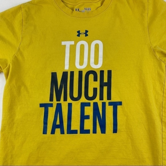 Under Armou Tshirt Boys Youth Large Yellow Loose Fit Heat Gear - Picture 3 of 6